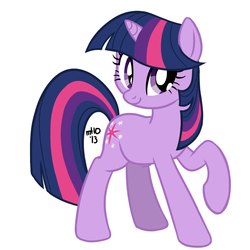 Size: 1000x1000 | Tagged: safe, artist:empty-10, twilight sparkle, pony, unicorn, g4, female, mare, raised hoof, simple background, smiling, solo, white background