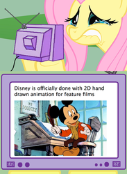 Size: 1126x1542 | Tagged: safe, fluttershy, g4, disney, exploitable meme, fluttercry, mickey mouse, tv meme