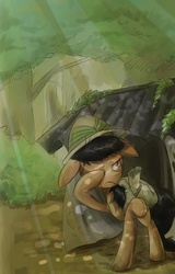 Size: 462x724 | Tagged: safe, artist:chung-sae, daring do, pegasus, pony, g4, female, forest, rubbing eyes, solo, tent, tree