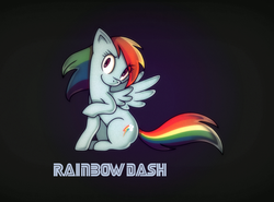 Size: 1185x877 | Tagged: safe, artist:cottonboon, rainbow dash, g4, full body, gradient background, side view, sitting, solo, spread wings, wings