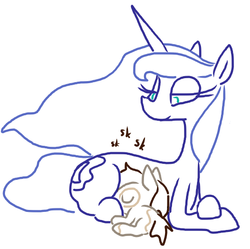 Size: 500x497 | Tagged: safe, artist:weaver, pipsqueak, princess luna, g4, breastfeeding, cute, duo, female, horses doing horse things, implied crotchboobs, male, maternaluna, nonsexual nursing, nursing, simple background, suckling, white background