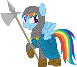 Size: 1004x874 | Tagged: safe, artist:xenoneal, rainbow dash, g4, .svg available, armor, fantasy class, halberd, knight, simple background, svg, transparent background, vector, warrior