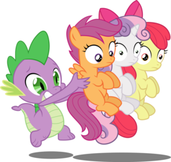 Size: 5000x4736 | Tagged: safe, artist:the-crusius, apple bloom, scootaloo, spike, sweetie belle, dragon, earth pony, pegasus, pony, unicorn, g4, absurd resolution, cutie mark crusaders, female, filly, foal, horn, male, simple background, transparent background, vector