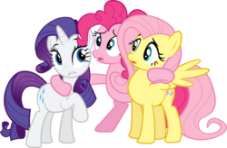 Size: 6180x4045 | Tagged: safe, artist:the-crusius, fluttershy, pinkie pie, rarity, g4, absurd resolution, simple background, transparent background, vector