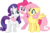 Size: 6180x4045 | Tagged: safe, artist:the-crusius, fluttershy, pinkie pie, rarity, earth pony, pegasus, pony, unicorn, g4, absurd resolution, female, horn, mare, simple background, transparent background, trio, trio female, vector