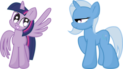 Size: 2723x1525 | Tagged: safe, artist:ptepix, trixie, twilight sparkle, alicorn, pony, g4, female, mare, twilight sparkle (alicorn)