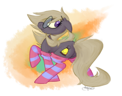 Size: 937x739 | Tagged: safe, artist:owl-eyes, oc, oc only, oc:lily amberglow, oc:owl-eyes, pony, clothes, socks, solo, striped socks