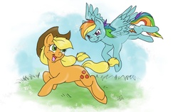 Size: 817x515 | Tagged: safe, artist:veritasket, applejack, rainbow dash, g4