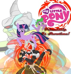 Size: 1530x1600 | Tagged: safe, spike, twilight sparkle, g4, crossover, friendship is showtime!, kamen rider, kamen rider wizard