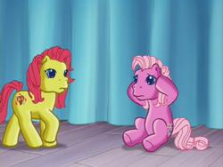 Size: 640x480 | Tagged: safe, screencap, fiesta flair, pinkie pie (g3), g3, pinkie pie and the ladybug jamboree, sad, worried