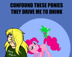 Size: 500x396 | Tagged: safe, artist:duskapassadig, gummy, pinkie pie, g4, crossover, drink, ginger's bread, webcomic