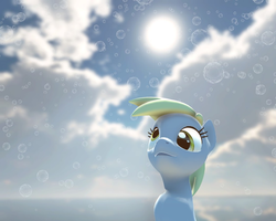 Size: 1125x900 | Tagged: safe, edit, derpy hooves, pegasus, pony, g4, bubble, female, gmod, mare, sky, solo, sun