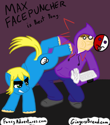 Size: 500x567 | Tagged: safe, artist:duskapassadig, earth pony, human, pony, crossover, fanart, kick, max facepuncher