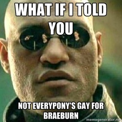 Size: 400x400 | Tagged: safe, braeburn, g4, adventure in the comments, blatant lies, everypony's gay for braeburn, image macro, meme, meta, morpheus, text, the matrix, what if i told you
