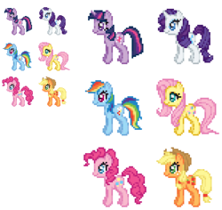 Size: 305x288 | Tagged: safe, artist:deebs, applejack, fluttershy, pinkie pie, rainbow dash, rarity, twilight sparkle, g4, mane six, pixel art, sprite