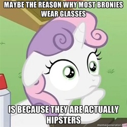 Size: 400x400 | Tagged: safe, edit, edited screencap, screencap, sweetie belle, g4, ponyville confidential, cropped, image macro, meme, sudden clarity sweetie belle, text edit