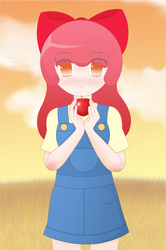 Size: 468x703 | Tagged: safe, artist:2kaze, apple bloom, human, g4, apple, female, humanized, solo