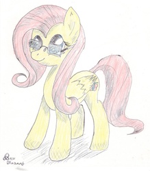 Size: 702x800 | Tagged: safe, artist:blazang, fluttershy, g4, color, glasses, traditional art