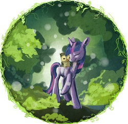 Size: 1338x1297 | Tagged: safe, artist:ponygoggles, owlowiscious, twilight sparkle, g4, forest, simple background, white background