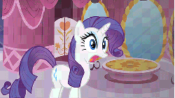 Size: 480x270 | Tagged: safe, screencap, rarity, sapphire shores, a dog and pony show, g4, animated, female, open mouth, shocked, wide eyes