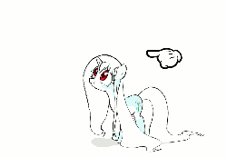 Size: 748x519 | Tagged: safe, artist:celerypony, oc, oc only, oc:celery, pony, unicorn, animated, boop, colored pupils, cursor, cute, disembodied hand, fainting goat, falling, female, frown, hair physics, hand, legs in air, literal pushover, long mane, long tail, looking up, mane physics, mare, ocbetes, on back, poking, pony tipping, rolling, simple background, smiling, solo, underhoof, white background