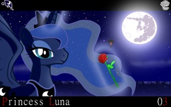 Size: 1600x1000 | Tagged: safe, artist:ringodaifuku, princess luna, pony, g4, female, mare in the moon, moon, pixiv, rose, solo