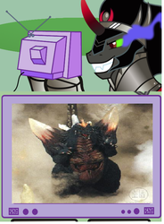 Size: 568x772 | Tagged: safe, king sombra, kaiju, g4, exploitable meme, godzilla (series), spacegodzilla, tv meme