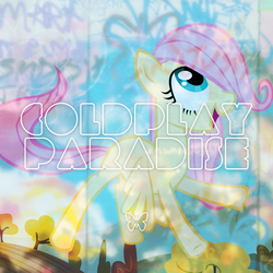 Size: 800x800 | Tagged: safe, artist:adrianimpalamata, fluttershy, g4, album cover, coldplay, female, filly, filly fluttershy, younger