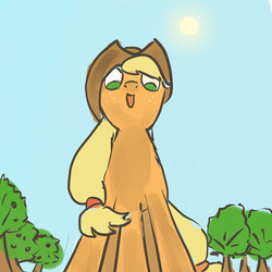 Size: 2400x2400 | Tagged: safe, edit, applejack, earth pony, pony, g4, female, macro, micro, pov, solo