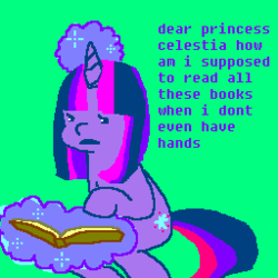 Size: 256x256 | Tagged: safe, artist:satanliciousbootymaster, twilight sparkle, pony, g4, book, female, magic, needs more saturation, solo