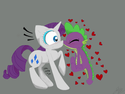 Size: 1063x797 | Tagged: safe, artist:jrakob, rarity, spike, g4, female, male, ship:sparity, shipping, straight