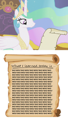 Size: 391x700 | Tagged: safe, princess celestia, g4, bad wolf, doctor who, meme, princess celestia's letters for the day