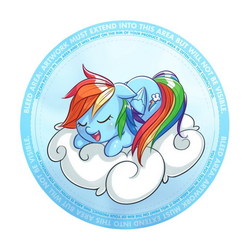 Size: 469x469 | Tagged: safe, artist:ninjaham, rainbow dash, pegasus, pony, g4, badge, cloud, female, on a cloud, sleeping, solo