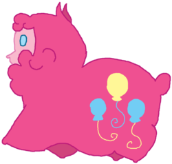 Size: 900x855 | Tagged: safe, pinkie pie, alpaca, g4, cutie mark, fluffy, full body, pinkie pie's cutie mark, side view, simple background, solo, transparent background