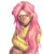 Size: 676x850 | Tagged: safe, artist:bumling, fluttershy, human, g4, clothes, green eyes, humanized, pink hair, semi-realistic, simple background, sweater, yellow-sweater