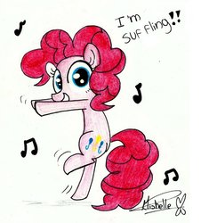 Size: 850x940 | Tagged: dead source, safe, artist:strangiesleepy, pinkie pie, earth pony, pony, g4, dancing, female, shuffle, solo