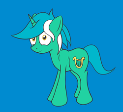 Size: 1849x1681 | Tagged: safe, artist:mostlyponyart, lyra heartstrings, pony, unicorn, g4, blue background, female, simple background, smiling, solo