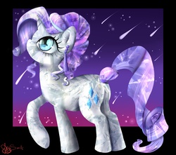 Size: 3500x3088 | Tagged: safe, artist:daughter-of-fantasy, rarity, crystal pony, pony, unicorn, g4, butt, crystal rarity, crystallized, female, mare, night, plot, solo, stars