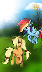 Size: 355x599 | Tagged: safe, artist:golden-fly, applejack, rainbow dash, g4