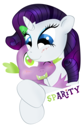 Size: 3233x5000 | Tagged: safe, artist:nicolaykoriagin, rarity, spike, dragon, pony, unicorn, g4, female, male, mare, ship:sparity, shipping, simple background, straight, transparent background