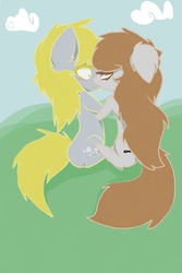 Size: 1000x1500 | Tagged: artist needed, safe, derpy hooves, oc, oc only, oc:jerky hooves, g4, female, lesbian, shipping