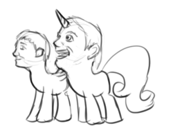 Size: 525x418 | Tagged: safe, artist:tetrapony, chimera, human, what has science done