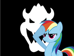 Size: 1280x967 | Tagged: safe, rainbow dash, g4, bowser, insignia, logo, loyalty, male, nintendo, out of character, rainbow dash salutes, salute, super mario bros., support