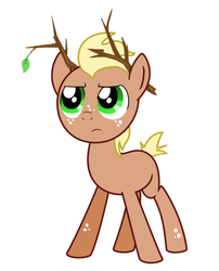 Size: 534x660 | Tagged: safe, oc, oc only, oc:treebark, earth pony, pony, branches, colt, do or deer, fake antlers, male, simple background, solo, white background