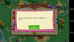 Size: 1280x720 | Tagged: safe, gameloft, screencap, donut joe, rarity, changeling, g4, text