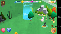 Size: 1280x720 | Tagged: safe, gameloft, screencap, twinkleshine, changeling, pony, unicorn, g4, balloon, female, mare