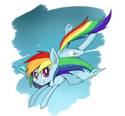 Size: 1400x1300 | Tagged: safe, artist:silbersternenlicht, rainbow dash, pegasus, pony, g4, female, flying, mare, smiling, solo