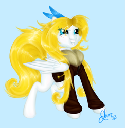Size: 2413x2485 | Tagged: safe, artist:tasertail, oc, oc only, oc:frolic, pony, blank flank, bow, clothes, jacket, solo