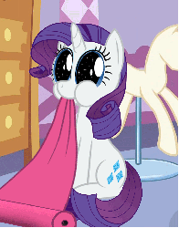 Size: 777x991 | Tagged: safe, artist:keanno, rarity, pony, unicorn, g4, :t, animated, chewing, cute, dilated pupils, eating, fabric, female, mare, nom, puffy cheeks, raribetes, rerity, sitting, smiling, solo, starry eyes, wingding eyes