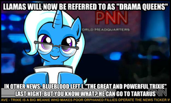 Size: 625x378 | Tagged: safe, artist:marcusmaximus, trixie, minty fresh adventure, g4, exploitable meme, female, glasses, image macro, mare, news, news meme, platformer, pnn